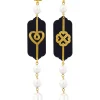 Lebole Maison Orecchini Cuore E Quadrifoglio Plexi Nero Mini Lungo Perla