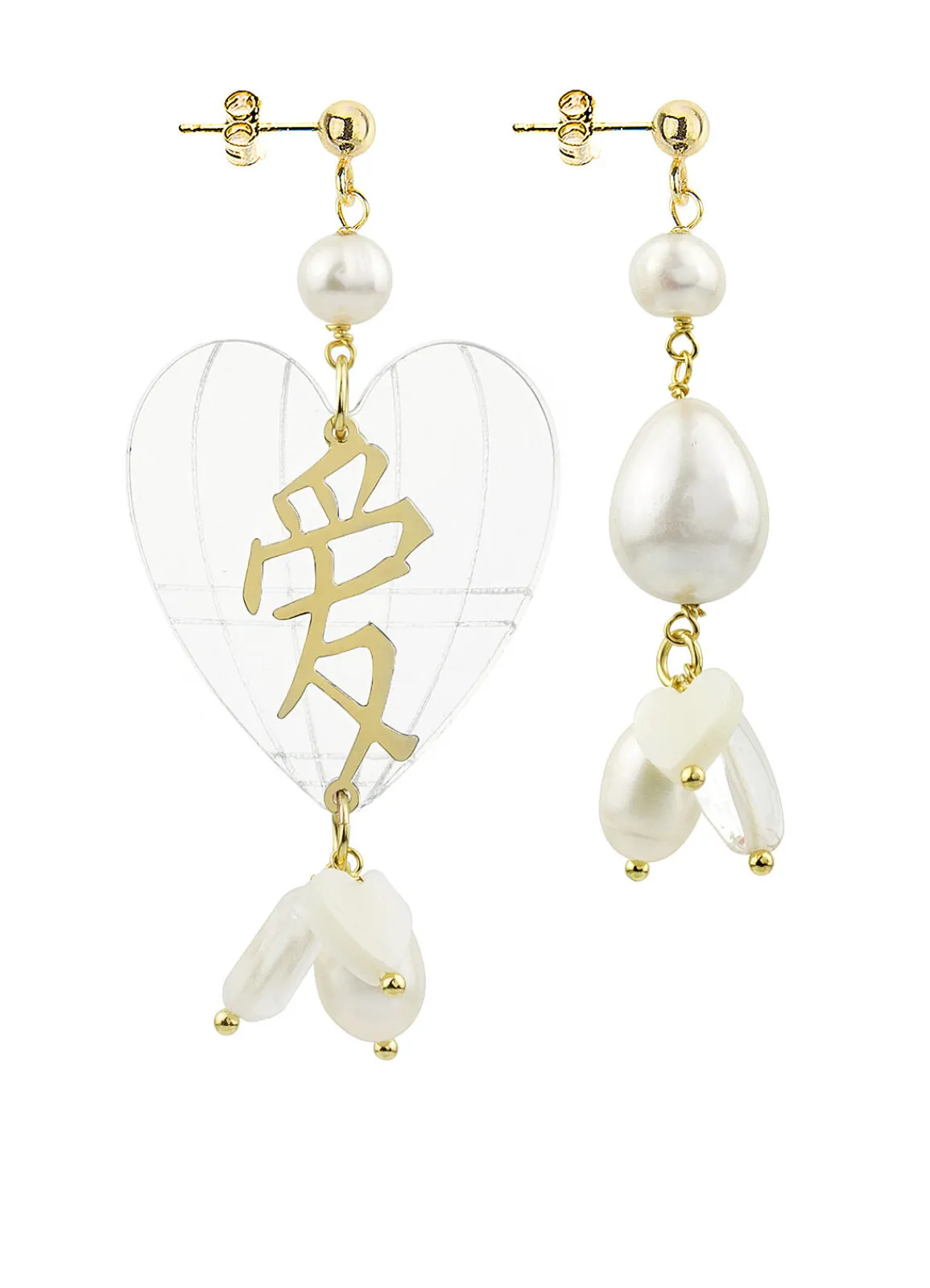Lebole Maison Orecchini Cuore Grande Plexi Trasparente