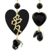 Lebole Maison Orecchini Cuore Grande Plexi Nero