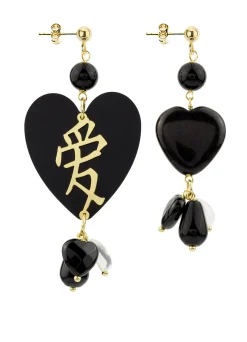 Lebole Maison Orecchini Cuore Grande Plexi Nero