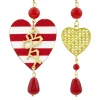 Lebole Maison Orecchini Cuore Grande Righe Rubino