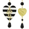 Lebole Maison Orecchini Cuore Grande Righe Nero