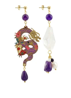 Lebole Maison Orecchini Drago E Cristallo Di Rocca Piccolo Viola