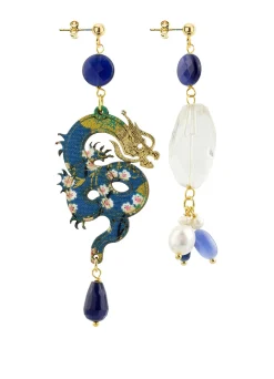 Lebole Maison Orecchini Drago E Cristallo Di Rocca Piccolo Blu