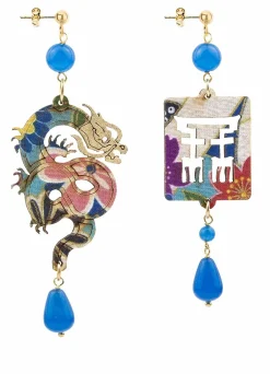 Lebole Maison Orecchini Drago Pelle Azzurro