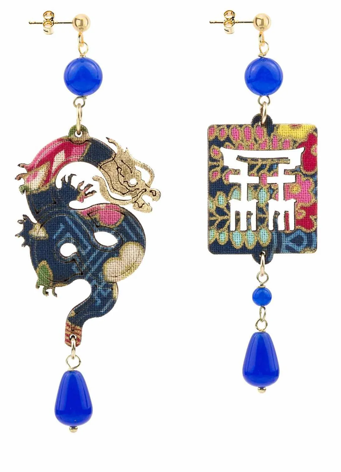 Lebole Maison Orecchini Drago Pelle Blu
