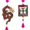 Lebole Maison Orecchini Drago Pelle Fucsia