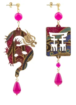 Lebole Maison Orecchini Drago Pelle Fucsia