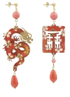 Lebole Maison Orecchini Drago Pelle Rosa Sfumato