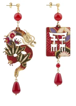 Lebole Maison Orecchini Drago Pelle Rubino