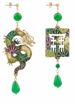 Lebole Maison Orecchini Drago Pelle Verde