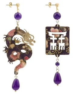 Lebole Maison Orecchini Drago Pelle Viola