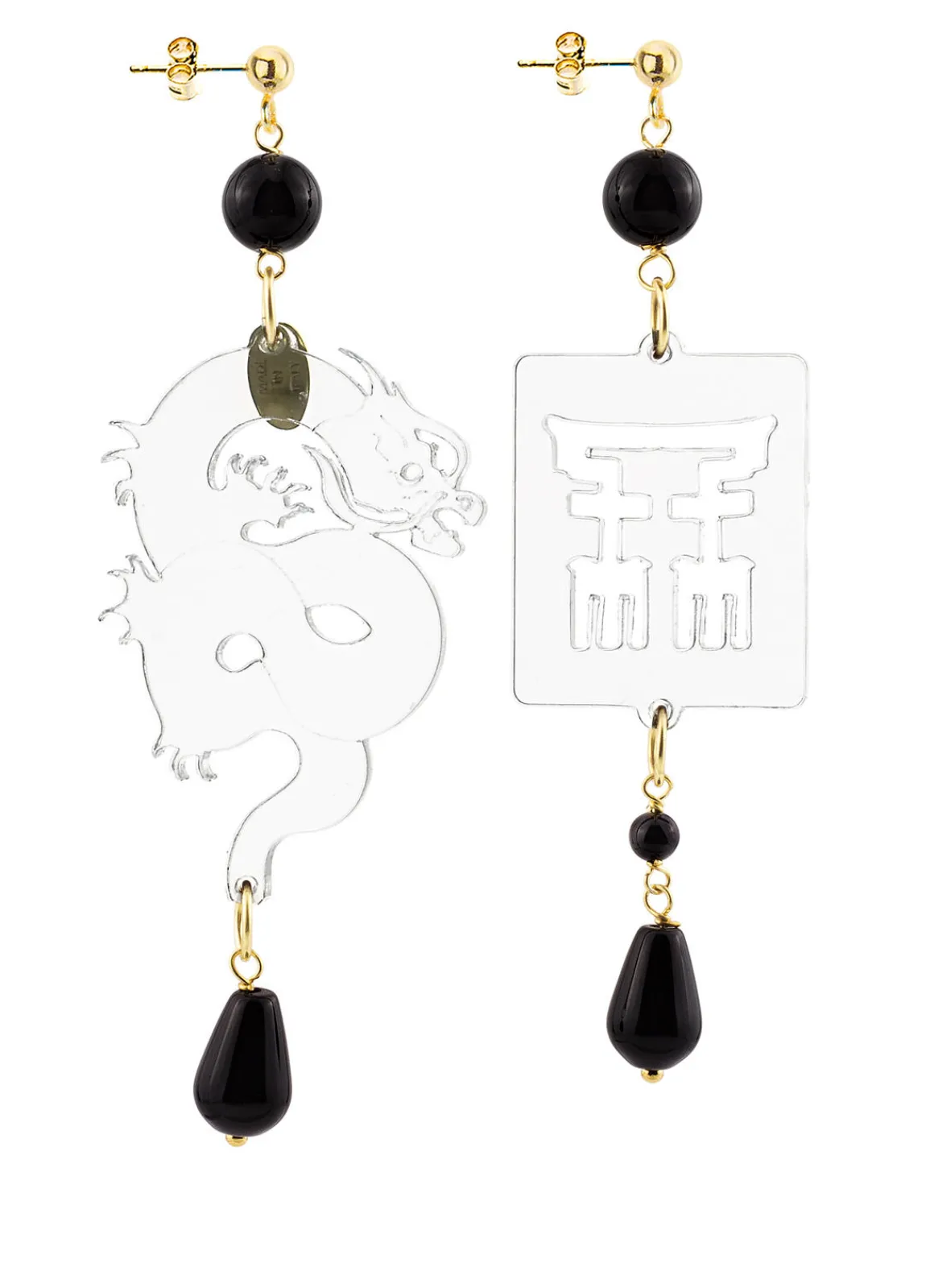 Lebole Maison Orecchini Drago Plexi Trasparente Piccolo Nero