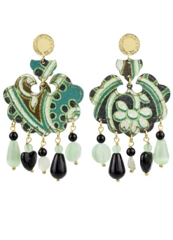 Lebole Maison Orecchini Fiore Grande Verde Giada