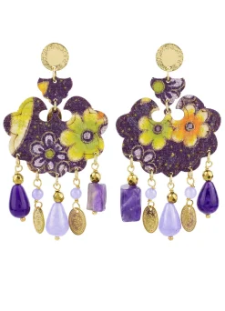 Lebole Maison Orecchini Fiore Grande Viola