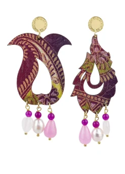 Lebole Maison Orecchini Foglia Grande Rosa