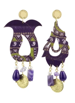 Lebole Maison Orecchini Foglia Grande Viola