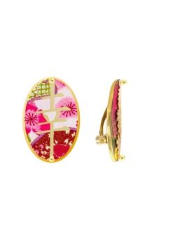 Lebole Maison Orecchini Fortuna Clips Ovale Fucsia