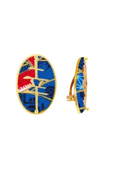 Lebole Maison Orecchini Fortuna Clips Ovale Blu