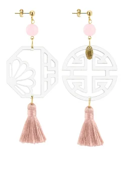 Lebole Maison Orecchini Fu Plexi Trasparente Nappa Rosa