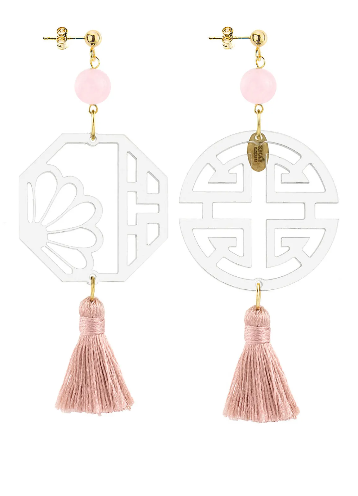 Lebole Maison Orecchini Fu Plexi Trasparente Nappa Rosa