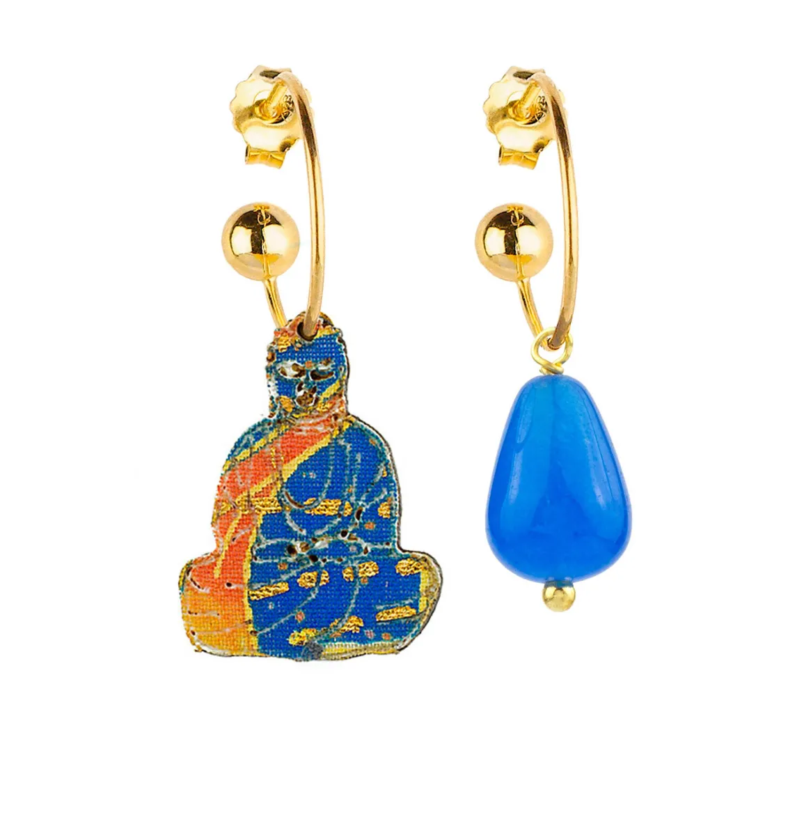 Lebole Maison Orecchini Hoop Buddha Azzurro