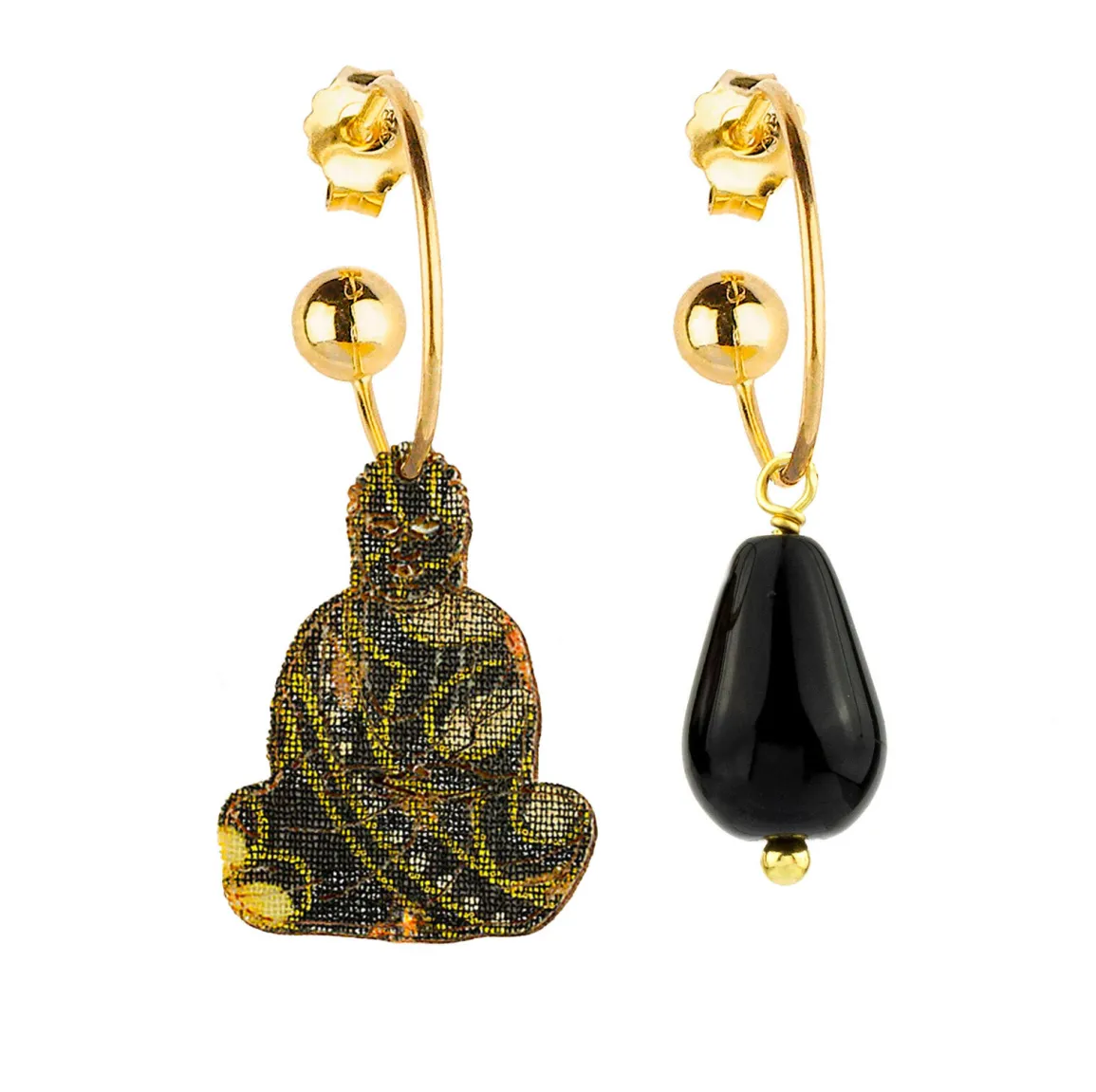Lebole Maison Orecchini Hoop Buddha Nero