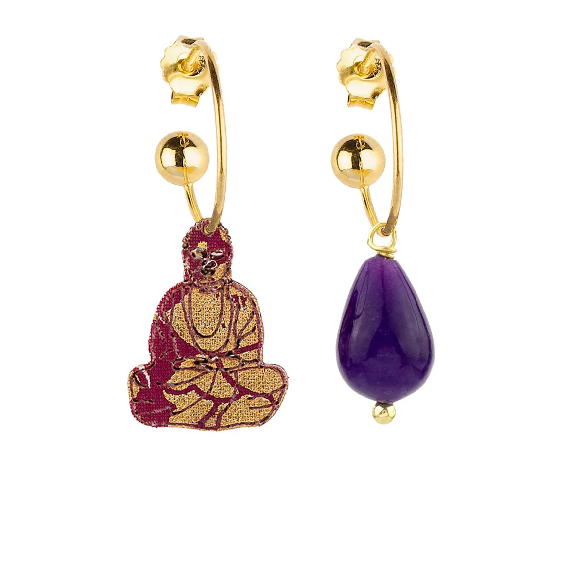 Lebole Maison Orecchini Hoop Buddha Viola