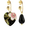 Lebole Maison Orecchini Hoop Cuore Nero