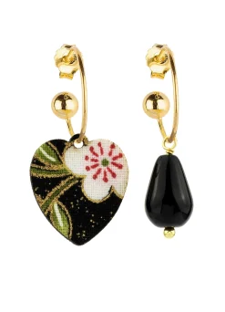 Lebole Maison Orecchini Hoop Cuore Nero