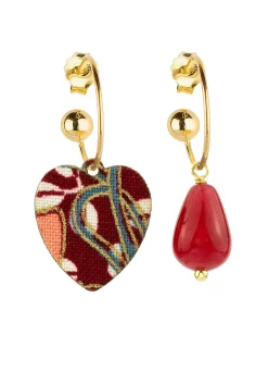 Lebole Maison Orecchini Hoop Cuore Rubino