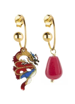 Lebole Maison Orecchini Hoop Drago Rubino