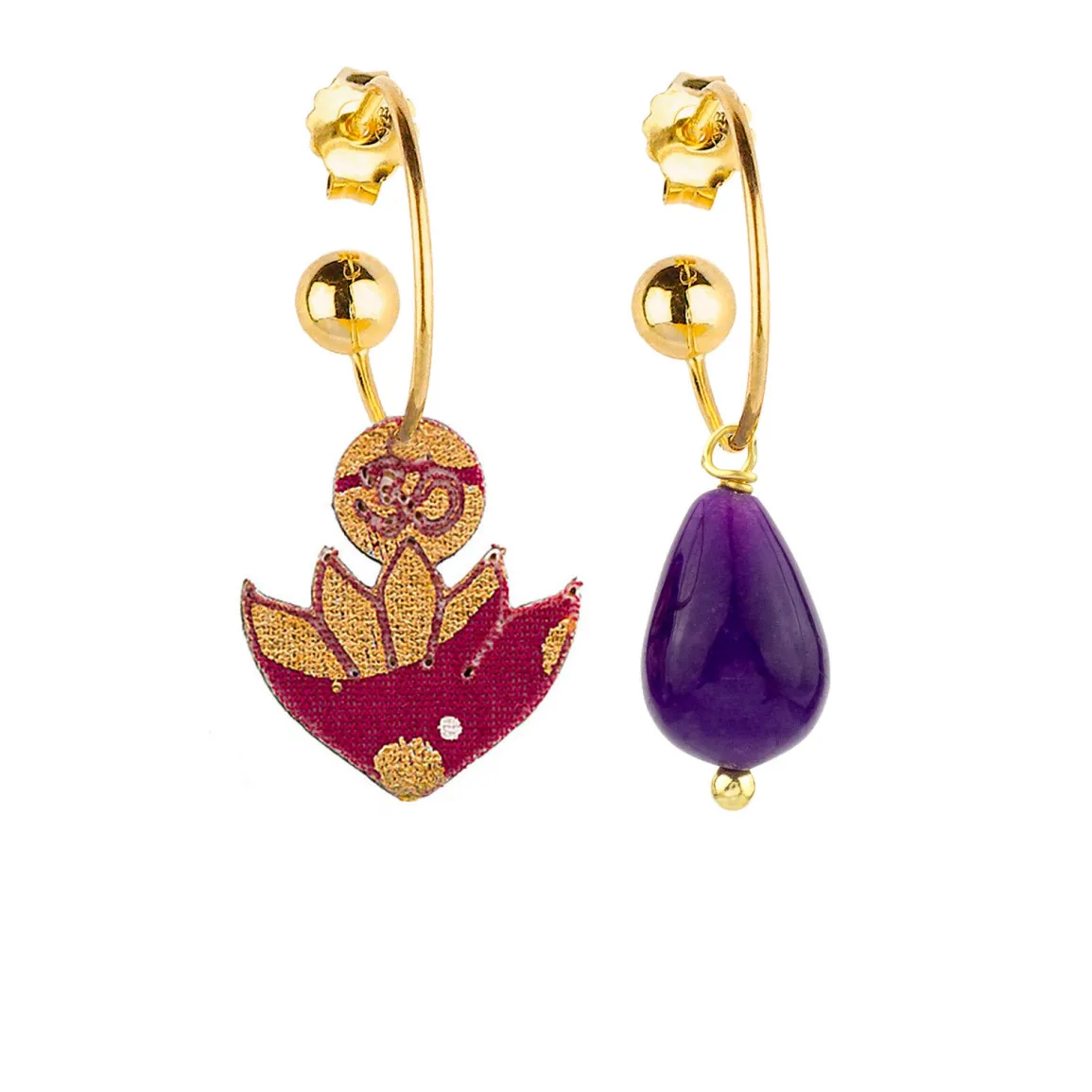 Lebole Maison Orecchini Hoop Fiore Di Loto Viola
