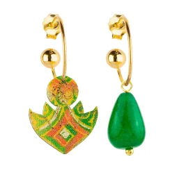 Lebole Maison Orecchini Hoop Fiore Di Loto Verde