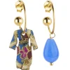 Lebole Maison Orecchini Hoop Kimono Azzurro