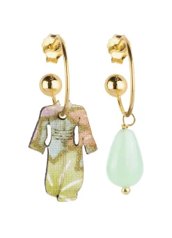 Lebole Maison Orecchini Hoop Kimono Verde Giada