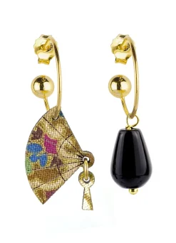 Lebole Maison Orecchini Hoop Ventaglio Nero