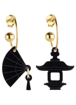 Lebole Maison Orecchini Hoop Ventaglio Plexi Nero