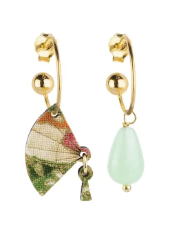 Lebole Maison Orecchini Hoop Ventaglio Verde Giada