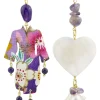 Lebole Maison Orecchini Kimono E Cuore Madreperla Piccolo Viola