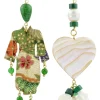Lebole Maison Orecchini Kimono E Cuore Madreperla Piccolo Verde