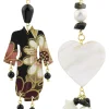 Lebole Maison Orecchini Kimono E Cuore Madreperla Piccolo Nero