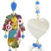 Lebole Maison Orecchini Kimono E Cuore Madreperla Piccolo Azzurro