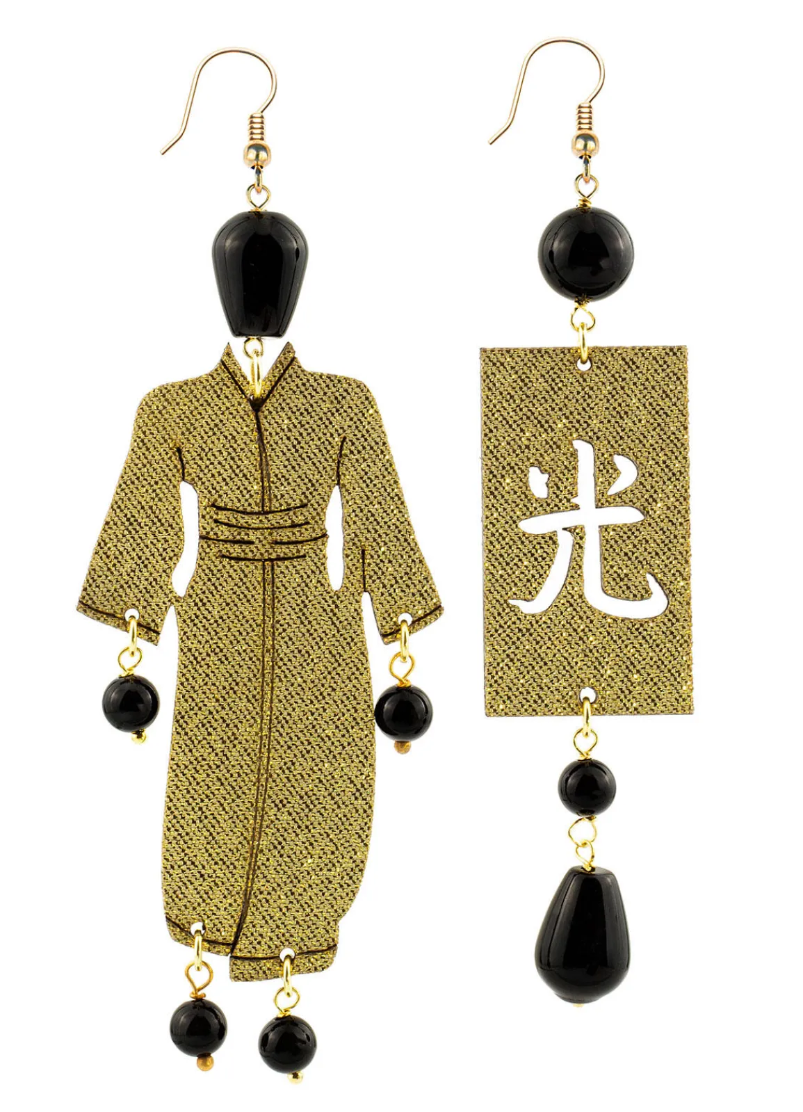 Lebole Maison Orecchini Kimono Grande Oro Nero
