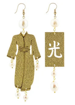 Lebole Maison Orecchini Kimono Grande Oro Perla