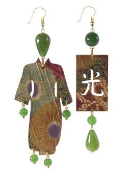 Lebole Maison Orecchini Kimono Grande Verde Oliva