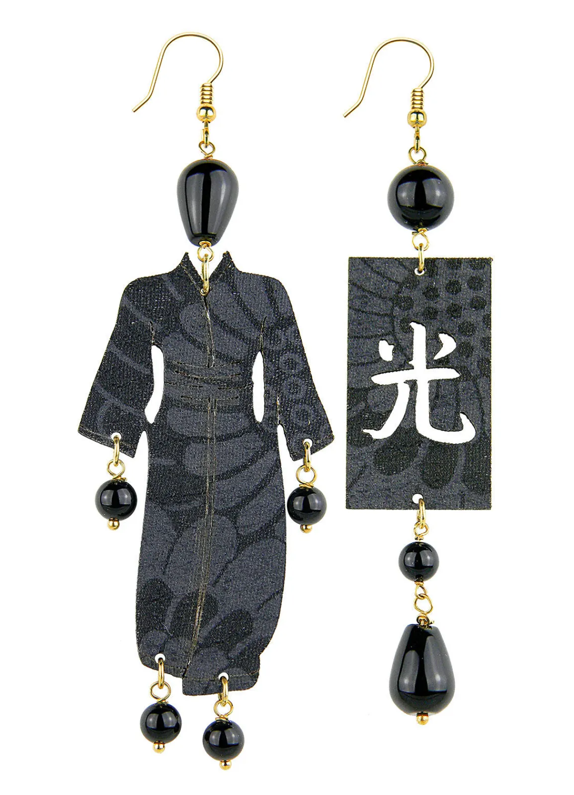 Lebole Maison Orecchini Kimono Inciso Grande Nero