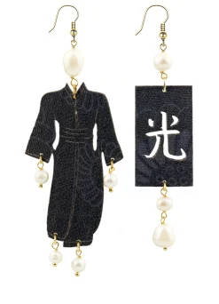 Lebole Maison Orecchini Kimono Inciso Grande Perla