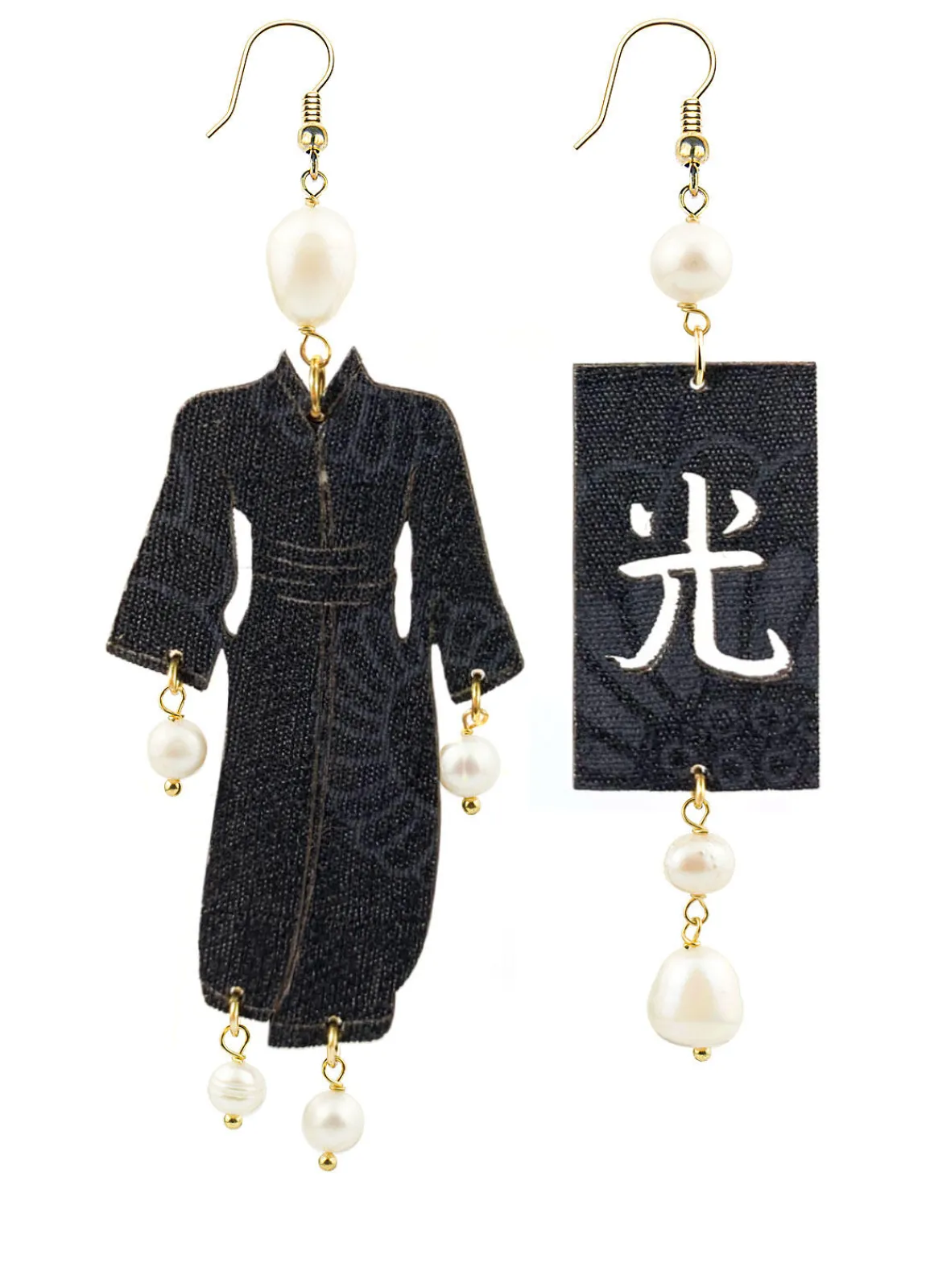 Lebole Maison Orecchini Kimono Inciso Grande Perla