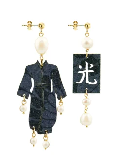 Lebole Maison Orecchini Kimono Inciso Piccolo Perla